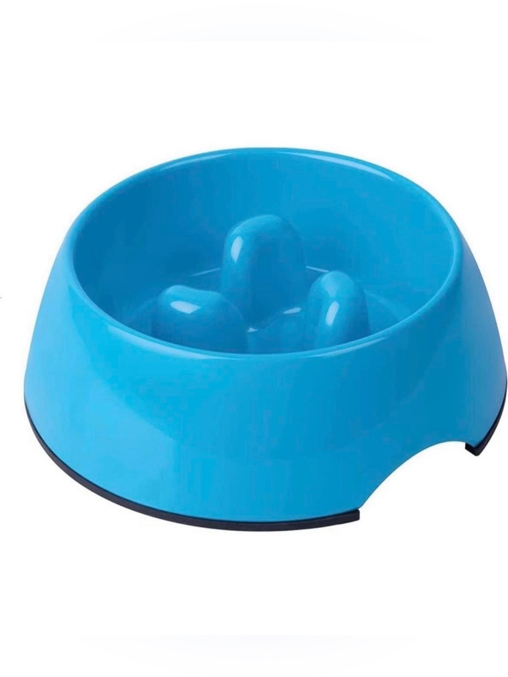 Super Design Slow Feeder Dog Bowl, Blue, Melamine, 1.5 Cup, Non-Skid Base, Heat-